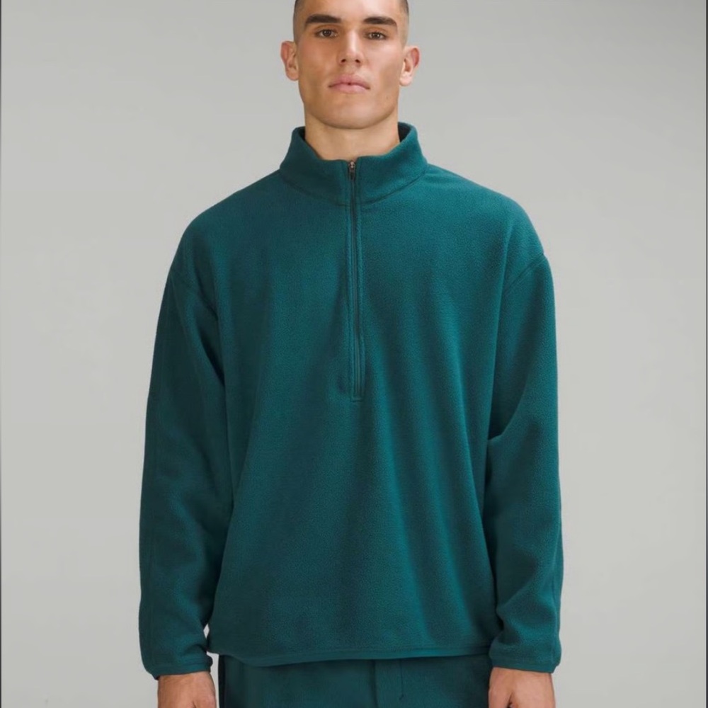 Lululemon Oversized-Fit Fleece Half Zip L in Green Jasper